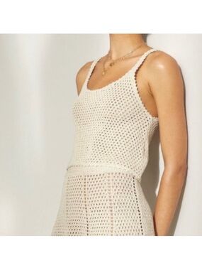 ARITZIA Wilfred Crochet Sweater Tank Top Oatmeal Beige Size Small